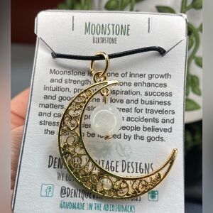 Rainbow Moonstone Celtic Crescent Moon Charm Pendant